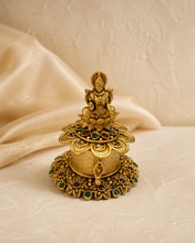 Load image into Gallery viewer, Lakshmi Ji Ruby Green Kumkum Box Sindoor Box
