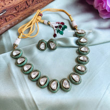 Load image into Gallery viewer, Green Invisible Setting Moissanite Statement Classy Necklace set
