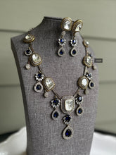 Load image into Gallery viewer, American Diamond Uncut Royal Blue Necklace set

