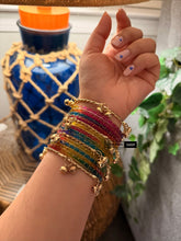 Load image into Gallery viewer, 16 pc Multicolor Raindrop Glass + Twisted Ghungroo Bangles SET
