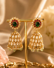 Load image into Gallery viewer, Sunheri Kundan Moissanite Premium Kundan Jhumka Earrings

