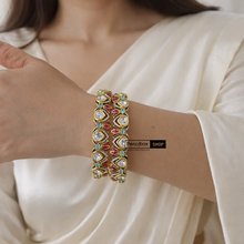 Load image into Gallery viewer, Tayani 22k gold plated Mint Ruby Doublet Epoxy Kada Pair
