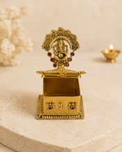 Load image into Gallery viewer, Ganesha Ruby Green Kumkum Box Sindoor Box

