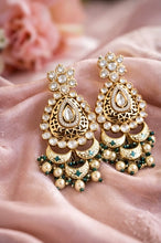 Load image into Gallery viewer, Tayani Enamel cutwork Premium gold plated Long Dangling Earrings
