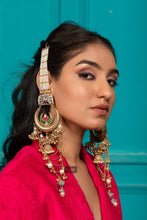 Load image into Gallery viewer, NOORI 92.5 multicolor Long Kashmiri pachi kundan Dangling earrings
