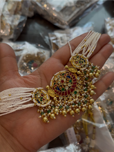 Load image into Gallery viewer, Premium Ruby Green Moissanite Pachi Kundan Choker necklace set
