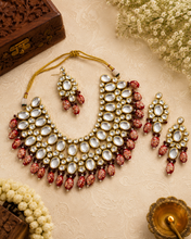 Load image into Gallery viewer, Ruby Grand Statement Uncut Premium Quality Heavy Designer Kundan Necklace set with maangtikka
