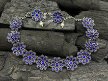 Load image into Gallery viewer, German Silver Flower Multicolor Premium stone Necklace set
