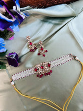 Load image into Gallery viewer, Chitra Ruby 22k gold plated Tayani Pearl Choker Necklace set
