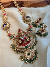 Load image into Gallery viewer, Hand painted Lakshmi ji Long Haram necklace set
