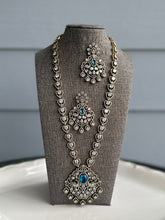 Load image into Gallery viewer, Ava Ocean blue Turkish gold plated Antique American diamond Peacock Premium Necklace set
