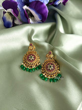 Load image into Gallery viewer, Elephant Kemp Stone Temple Amrapali Ethnic Earrings
