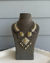 Load image into Gallery viewer, German Silver Purple Lakshmi ji Ghungroo Heavy Necklace set
