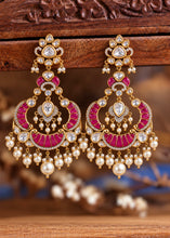 Load image into Gallery viewer, Madhuri Ruby Tayani gold plated Chandbali Earrings
