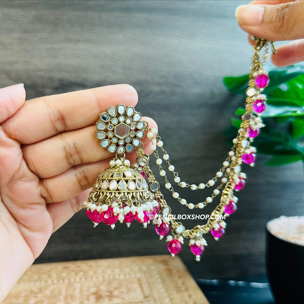 Mirror Jhumka Set with Sahara