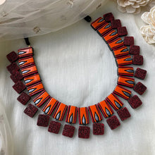 Load image into Gallery viewer, Terracotta Ruby Orange Hanging necklace set

