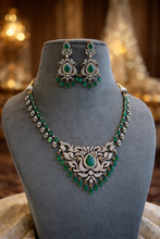 Load image into Gallery viewer, Tayani Gold Plated Green Peacock Victorian Necklace set
