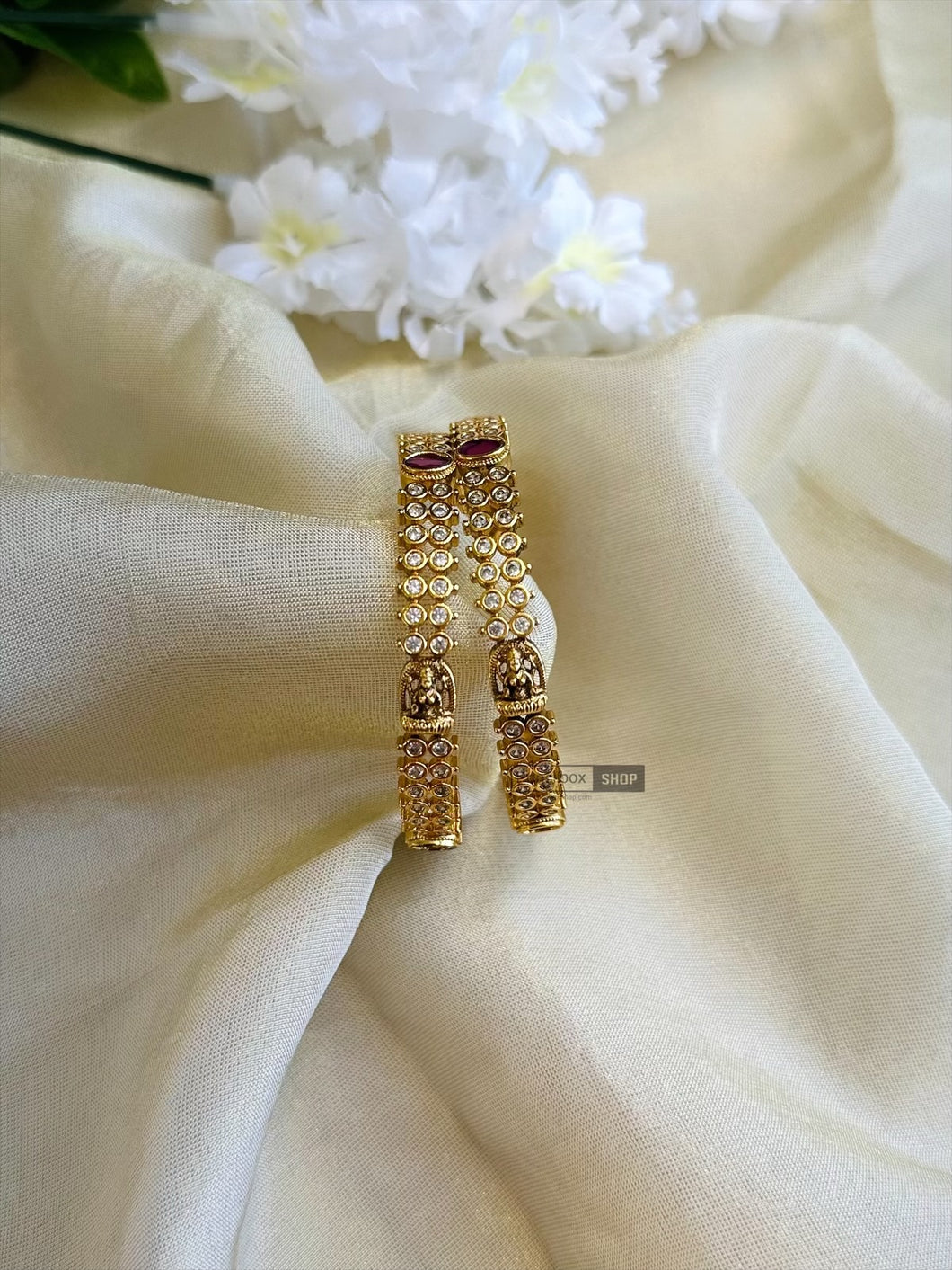 Lakshmi Ji Cz Temple Pair Bangle set