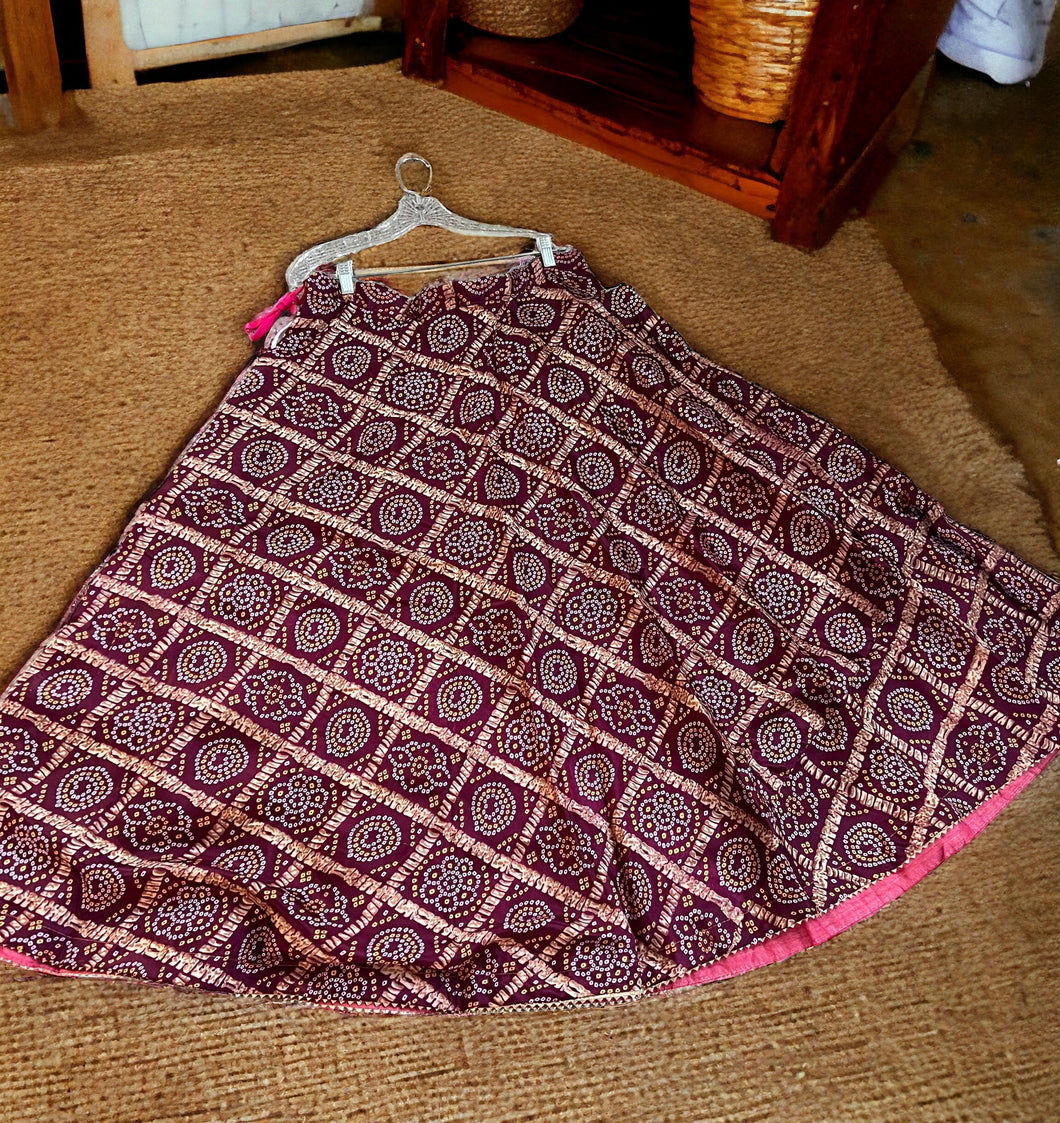 Bandhani Simple Free size Silk skirt