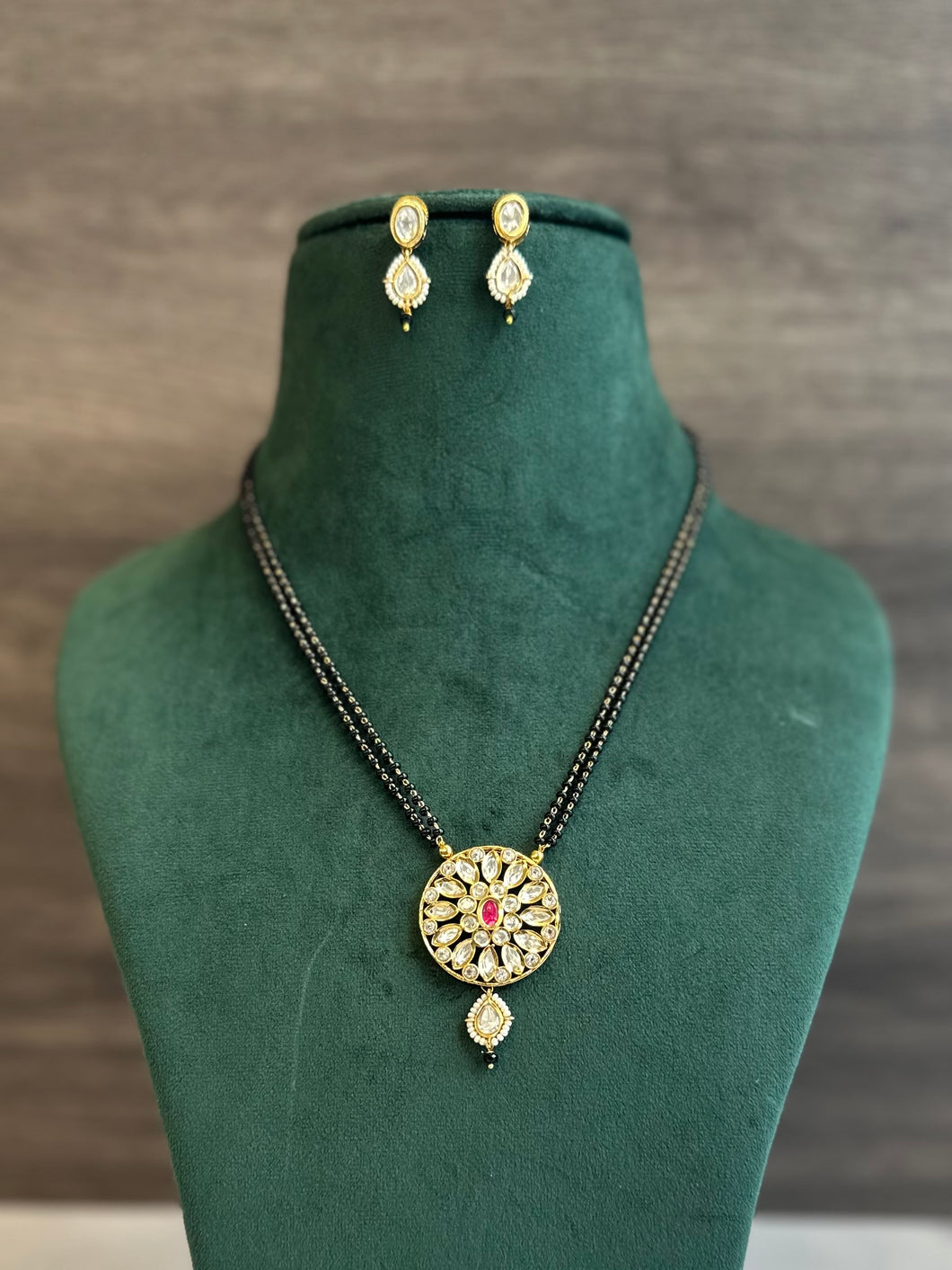 Ruby White Cz Round Mangalsutra set