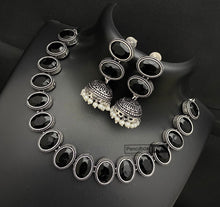 Load image into Gallery viewer, German Silver Stone Multicolor Necklace set
