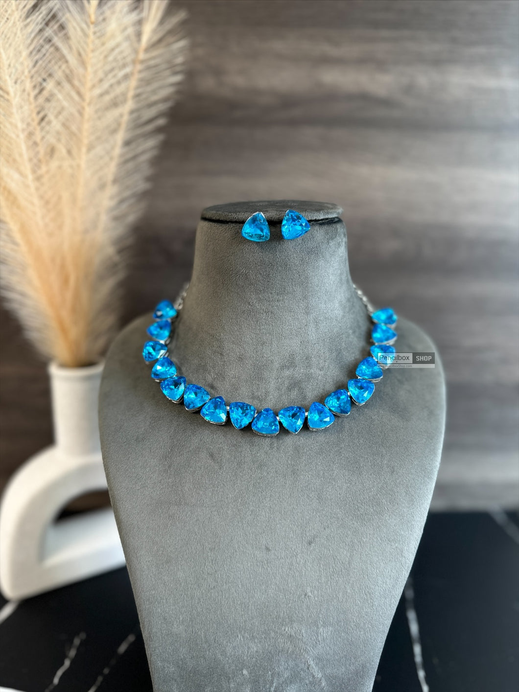 Ocean blue crystal Svarovski American diamond Necklace Set