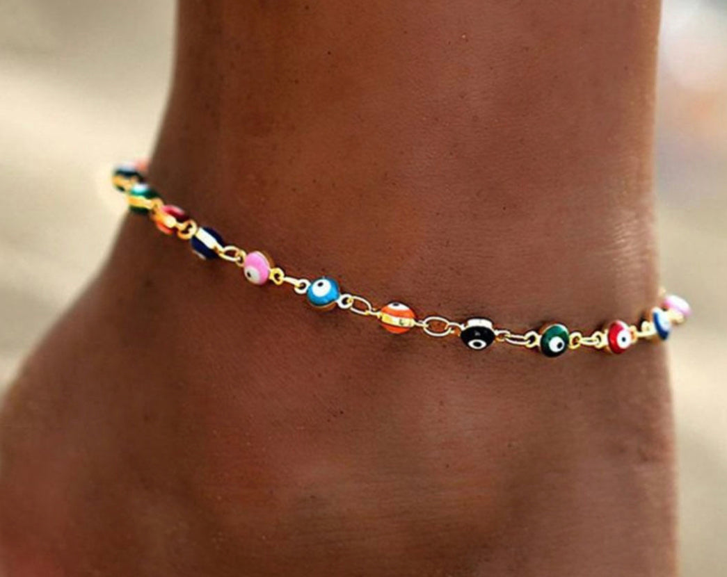 Multicolor Anklet/Necklace Evil eye for protection Anklet