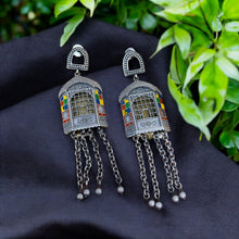 Load image into Gallery viewer, German silver Mahal Multicolor Tribal Bohemian Dangling Earrings

