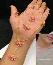 Load image into Gallery viewer, Long Delicate Jadau kundan dainty necklace set
