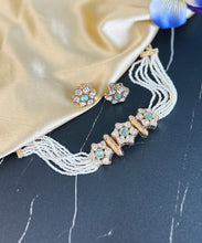 Load image into Gallery viewer, 22k gold plated Tayani Pearl Choker Necklace set
