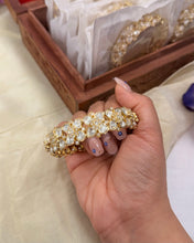 Load image into Gallery viewer, Moissanite Sunheri 22k Gold Plated Cz Openable Kada Bangle

