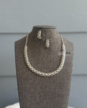 Load image into Gallery viewer, Silver Hasli American Diamond Dainty Necklace set
