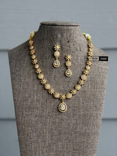Load image into Gallery viewer, Golden cz dainty Ethnic Necklace set  temple jewelry
