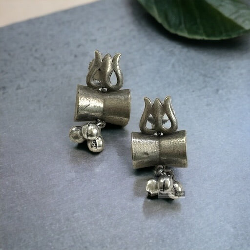 German Silver ghungroo Small Trishul  Earrings