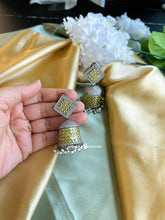 Load image into Gallery viewer, American Diamond Victorian Yellow Invisible Jhumka earrings
