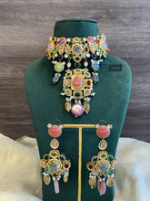 Load image into Gallery viewer, Heritage Designer inspired gem stone Premium Sabya inspired Heritage Necklace set
