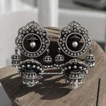 Load image into Gallery viewer, American Diamond Victorian Jhumka Dangling Earrings
