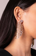 Load image into Gallery viewer, Statement Hoop Stylish Celebrity Long Solitaire Flower Waterfall Dangler Earrings
