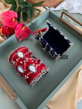Load image into Gallery viewer, Handmade Mirror Openable  adjustable Cuff Bandhej Fabric bangle Kada
