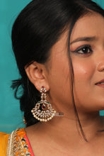 Load image into Gallery viewer, Peacock Cz Temple Ethnic Golden Multicolor Earrings
