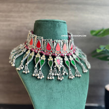 Load image into Gallery viewer, Afghani Mirror Multicolor Navratri Choker Necklace
