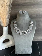 Load image into Gallery viewer, Anaya Flower Victorian White American Diamond Necklace set
