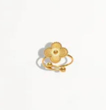 Load image into Gallery viewer, 18k gold plated Clover Stainless Steel Adjustable Golden Ring
