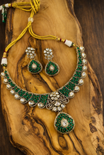 Load image into Gallery viewer, Green Premium Moissanite Stone Designer Necklace set
