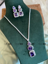 Load image into Gallery viewer, American diamond Solitaire Premium Long Necklace set
