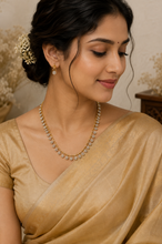 Load image into Gallery viewer, White Cz Mid Length Flower American diamond ethnic Necklace set
