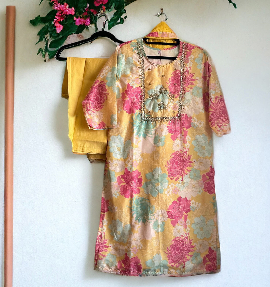3 pc Yellow Pink Floral Suit  women clothing