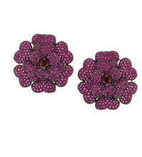 Load image into Gallery viewer, American diamond Invisible setting Pink Flower Stud Earrings
