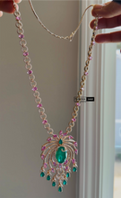 Load image into Gallery viewer, Solitaire Floral Rose Gold MM Multicolor Long Solitaire Premium Necklace set
