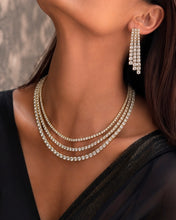 Load image into Gallery viewer, Diamond Solitaire Looking three Layer Tennis Necklace set
